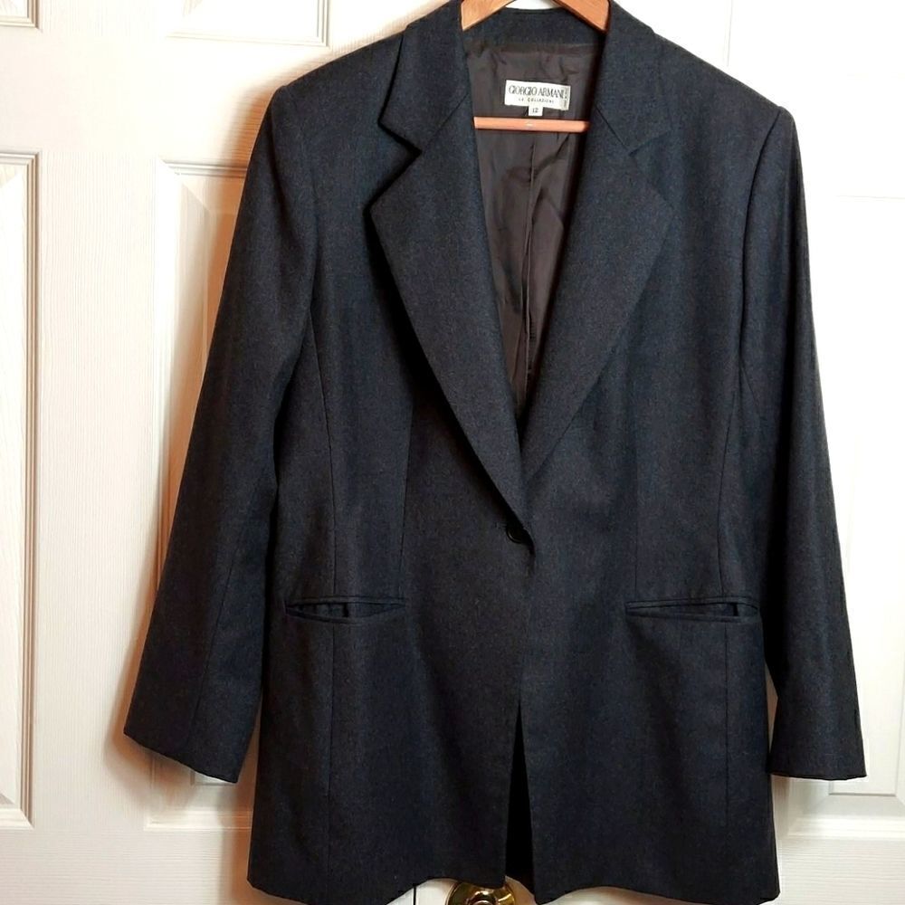 Giorgio Armani Charcoal Gray Wool Blazer Sz 12